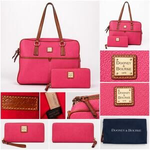 Dooney & Bourke Pink Pebble Grain Leather Tote Purse & Matching Wallet Set Large